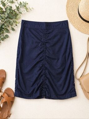✅️ Vintage J.Crew Navy Blue Ruched Skirt – Size 12